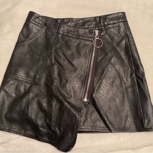 Faux leather asymmetrical mini skirt